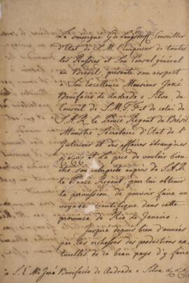 Nota diplomática original enviada por Georg Heinrich von Langsdorff (1774-1852) para José Bonifác...