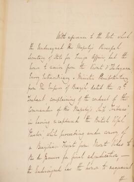 Nota diplomática datada do dia 25 de fevereiro de 1829, de George Hamilton-Gordon (1784-1860), 4°...