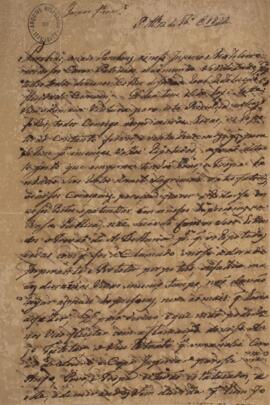 Minuta do ofício do dia 12 de outubro de 1822, no qual o autor aclama a independência do Brasil.