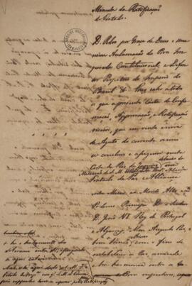 Minuta de ratificação da convenção solicitando a Dom Pedro I (1798-1834) que apresente a carta de...