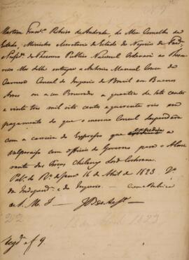 Minuta de decreto de D. Pedro I (1798-1834), redigido por José Bonifácio de Andrada e Silva (1763...