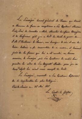 Nota diplomática original enviada por Jacques-Marie Aymard (s.d.-1837), Conde de Gestas, para Lui...