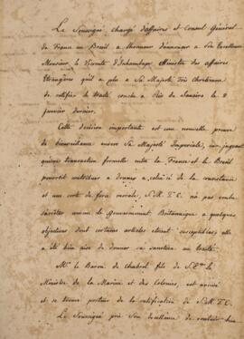 Nota diplomática original enviada por Jacques-Marie Aymard (s.d.-1837), Conde de Gestas, para Ant...