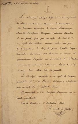 Nota diplomática original enviada por Jacques-Marie Aymard (s.d.-1837), Conde de Gestas, para Ant...