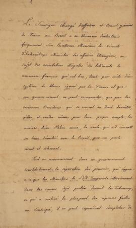 Nota diplomática original enviada por Jacques-Marie Aymard (s.d.-1837), Conde de Gestas, para Ant...