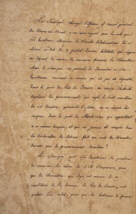 Nota diplomática original enviada por Jacques-Marie Aymard (s.d.-1837), Conde de Gestas, para Ant...