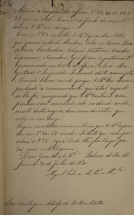 Cópia de despacho n.34 enviado por Miguel Calmon du Pin e Almeida (1794-1865), Marquês de Abrante...