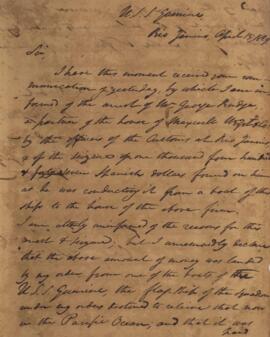 Nota diplomática original, datada do dia 15 de abril de 1829, de G.B. Thompson, endereçado a Will...