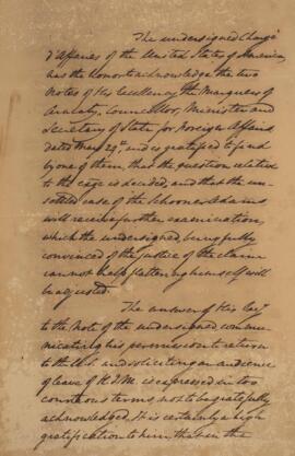 Nota diplomática original, datada do dia 1 de junho de 1829, de William Tudor (1779-1830), acusan...