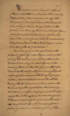 Nota diplomática original, datada do dia 7 de janeiro de 1829 e de autoria de William Tudor (1779...