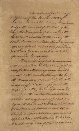 Nota diplomática original, datada do dia 26 de março de 1829, de William Tudor (1779-1830), acusa...