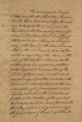 Nota diplomática original, datada do dia 22 de junho de 1829, de William Tudor (1779-1830), acusa...