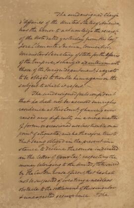 Nota diplomática original, datada do dia 30 de abril de 1829, de William Tudor (1779-1830), ender...