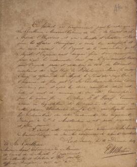 Nota diplomática original, datada de 18 de dezembro de 1829, enviada por E. M. A. Martini, encarr...