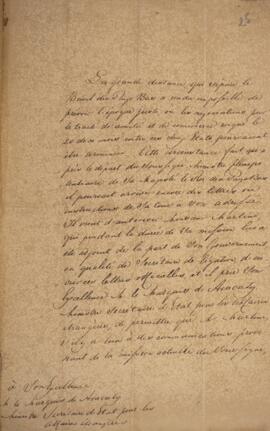 Nota diplomática original, datada de 29 de dezembro de 1828, enviada por W. G. Dedel, encarregado...