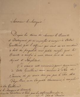 Nota diplomática original, datada de 25 de julho de 1828, enviada por W. G. Dedel, ministro pleni...