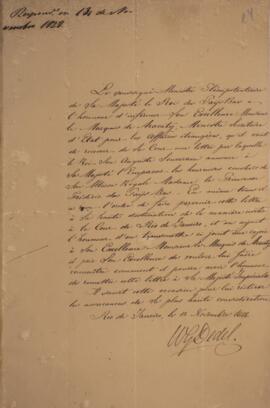 Nota diplomática original, datada de 13 de novembro de 1828, enviada por W. G. Dedel, ministro pl...