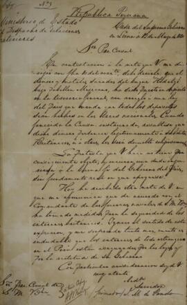 Cópia de nota diplomática enviada por José Maria Pando (1787-1840), ministro de Relações Exterior...