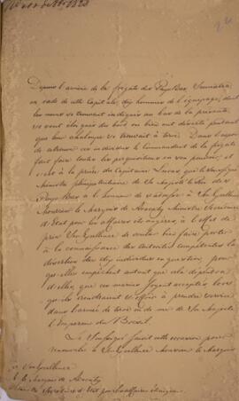 Nota diplomática original, datada de 9 de outubro de 1828, enviada por W. G. Dedel, ministro plen...