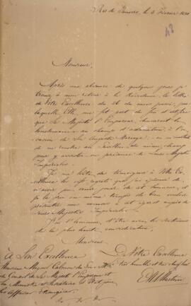 Nota diplomática original, datada de 3 de fevereiro de 1829, enviada por E. M. A. Martini, encarr...