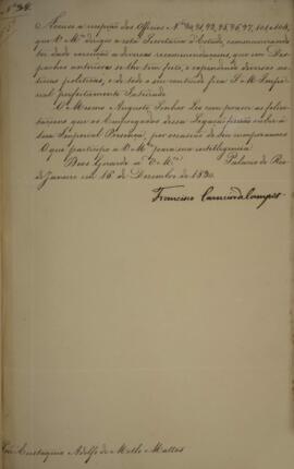 Cópia de despacho n.59 enviado por Francisco Carneiro de Campos (1765-1842), para Eustaquio Adolf...