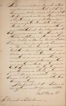 Despacho datado de 15 de janeiro de 1828 em que Bento Barroso Pereira comunica a Domingos Borges ...