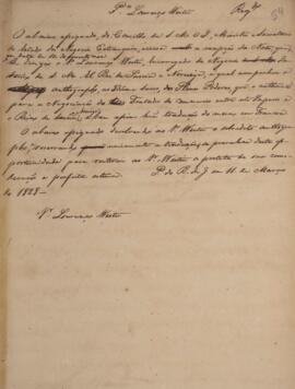 Minuta de nota, datada de 11 de março de 1828, enderaçada para Lourenço Westin (1787-1846), Encar...