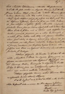 Minuta de nota, datada de 4 de fevereiro de 1828, escrita em nome de João Carlos Augusto de Oyenh...