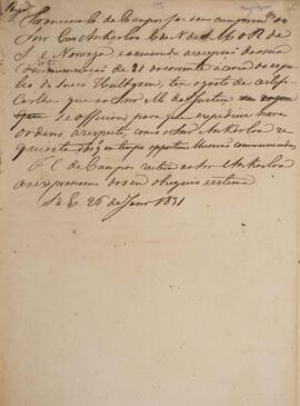 Minuta de nota, datada de 2 de janeiro de 1831, escrita em nome de Francisco Carneiro de Campos (...