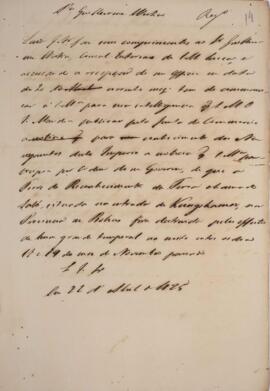 Minuta de nota, datada de 22 de abril de 1825, escrita em nome de Luiz José de Carvalho e Mello (...