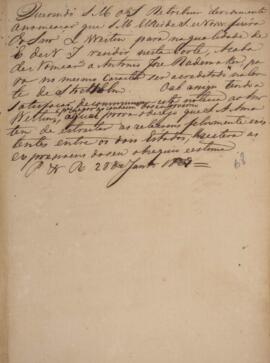 Minuta de nota, datada de 28 de janeiro de 1829, endereçada para Lourenço Westin (1787-1846), Enc...