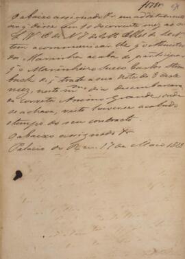 Minuta de nota, datada de 17 de maio de 1828, enderaçada para Lourenço Westin (1787-1846), Encarr...