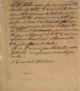 Minuta de nota, datada de 13 de novembro de 1825, escrita em nome de Francisco Villela Barbosa (1...