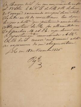 Minuta de nota, datada de 18 de novembro de 1826, escrita em nome de Antônio Luiz Pereira da Cunh...