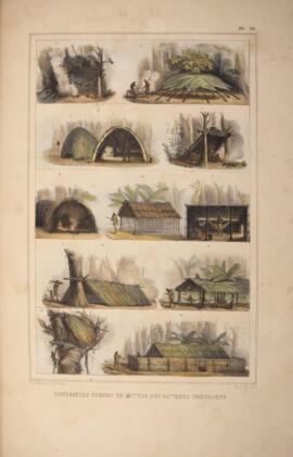 Litografia colorida, datada de 1834 e de autoria de Jean-Baptiste Debret, retratando onze habitaç...