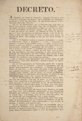 Cópia de decreto de 20 de dezembro de 1831 assinado pela Regência Trina Permanente, constituída p...