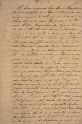 Minuta de nota, datada de 7 de junho de 1826, escrita em nome de Antônio Luiz Pereira da Cunha (1...