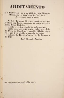 Cópia de decreto de 10 de dezembro de 1828 assinado por José Clemente Pereira (1787-1854), Minist...