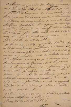 Minuta de despacho, datada de 25 de novembro de 1826, para Lourenço Westin (1787-1846), Encarrega...