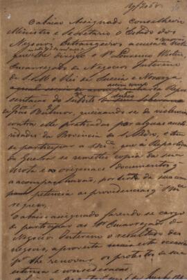 Minuta de nota, datada de 6 de junho de 1826, escrita em nome de Antônio Luiz Pereira da Cunha (1...