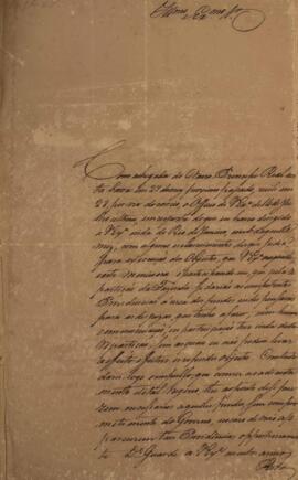 Ofício original enviado por Antônio da Silva Caldeira para Antônio Luiz Pereira da Cunha (1760-18...