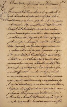 Cópia, datada de 7 de maio de 1822, de um decreto de 2 de maio de 1822 assinado pelo Imperador D....