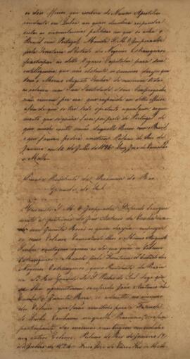 Despacho original de Luiz José de Carvalho e Mello (1764-1826), Visconde de Cachoeira, para o presidente da província do Rio Grande do Sul, com data de 12 de julho de 1824, sobre o desejo de João Antônio da Cunha e Jacinta Rosa, casados, serem empregados como colonos, apesar de não serem estrangeiros.