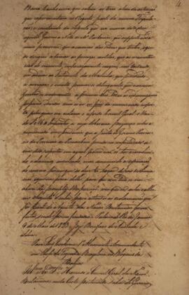 Despacho original de José Bonifácio de Andrada e Silva (1763-1838) para o governo de Pernambuco, com data de 18 de maio de 1823, sobre o interesse de Henrique Chamberlain (s.d – s.d), cônsul-geral da Grã-Bretanha, no desembarque do paquete Sandwich no porto da Bahia.