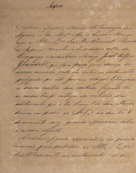 Nota diplomática original enviada por Lourenço Westin (1787-1846) para Francisco Antônio da Silva...