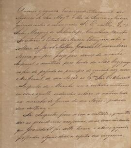 Cópia de nota diplomática enviada por Lourenço Westin (1787-1846) para Antônio Luiz Pereira da Cu...