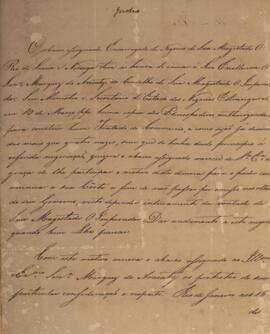 Cópia de nota diplomática enviada por Lourenço Westin (1787-1846) para João Carlos Augusto de Oye...