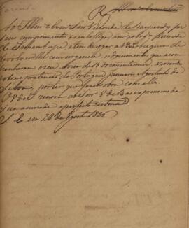 Minuta de aviso enviado por Antônio Luiz Pereira da Cunha (1760-1837), Visconde de Inhambupe, par...