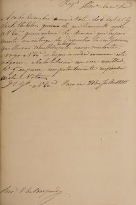 Minuta de aviso sem indicação de autoria, dirigido a Manuel Jacinto Nogueira da Gama (1765-1847),...