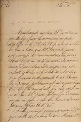 Despacho original enviado por Manuel Rodrigues Gameiro Pessoa (s.d.-1846), Visconde de Itabayana,...